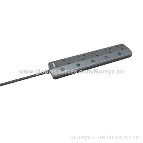 British Standard Power Strip with 5-socket Outlets, Individual Switch and Surge/Overload Protection